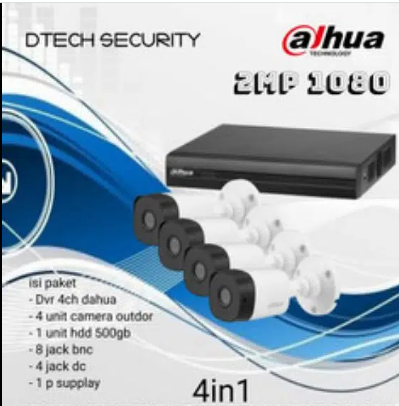 CCTV 4 cameras package and Dahua Hikvision DVR NVR POE IP Cameras