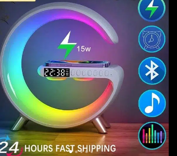 Multifunction Wireless Charging Pad stand Bluetooth speaker with RGB