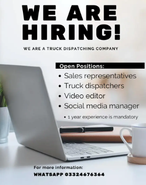 Business development and truck dispatcher required