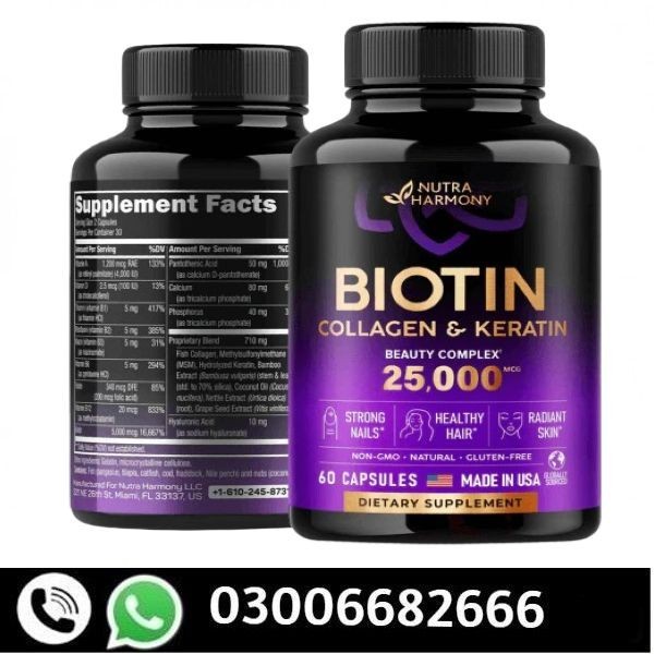 Biotin Vitamins with Collagen & Keratin Sale Price In Sialkot Online Shopping 03006682666