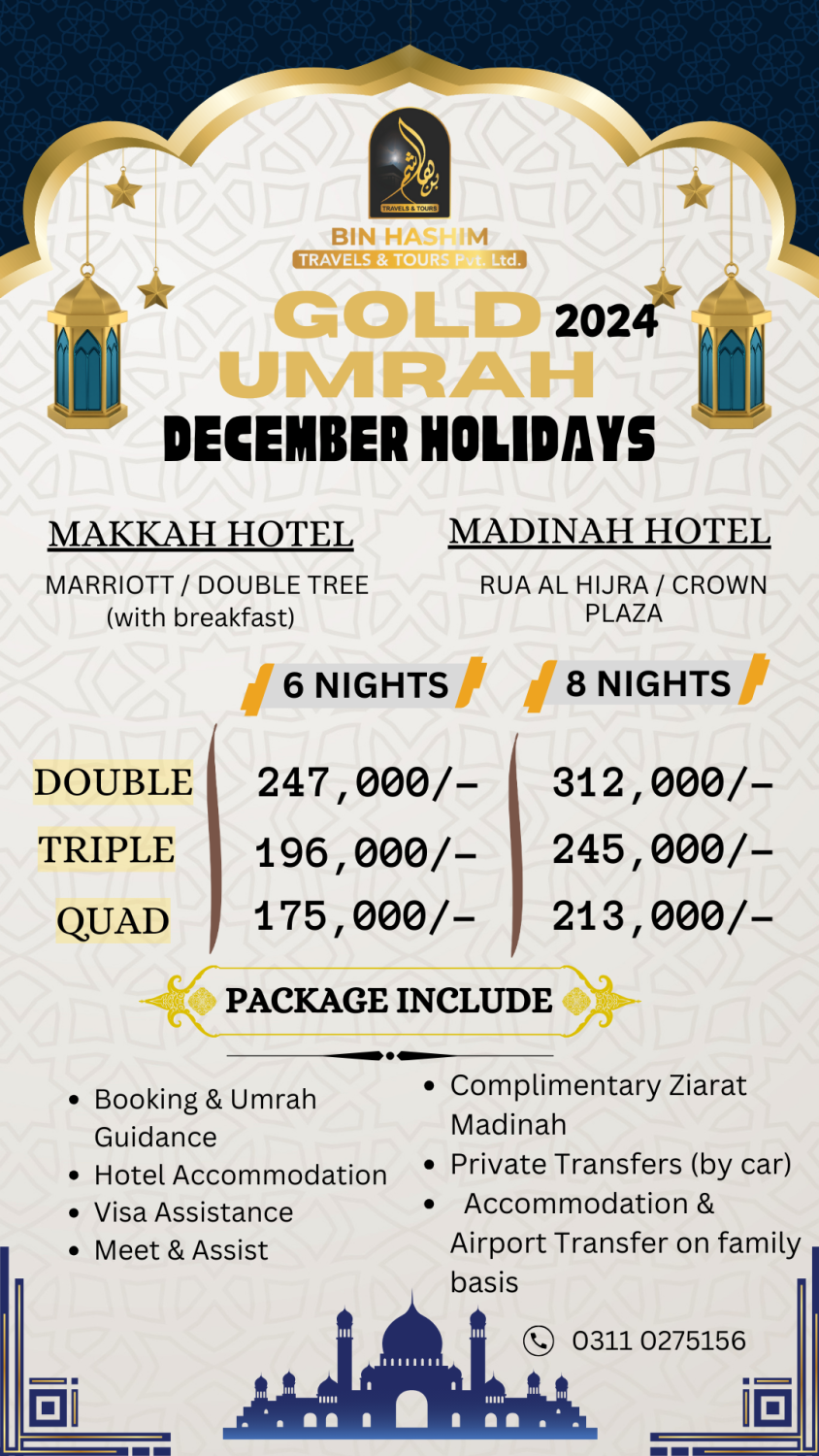 Golden Umrah Package for December Holidays 2024