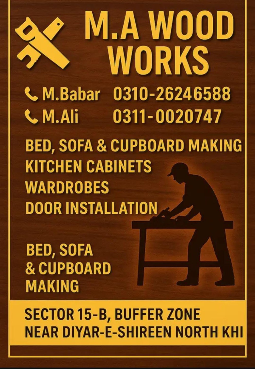 Carpenter Services in Buffer Zone Karachi