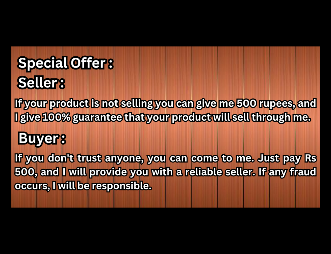 Special offer for buyer and seller