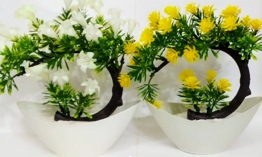 Artificial Flowers pots Ship Shape (Pack of 2)